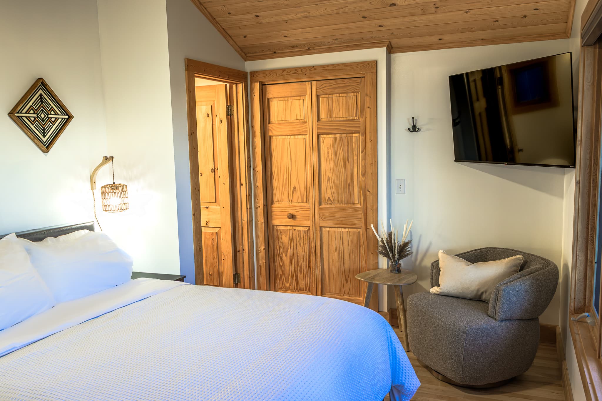 Bedroom 2 — queen bed, upper level, walk-out porch