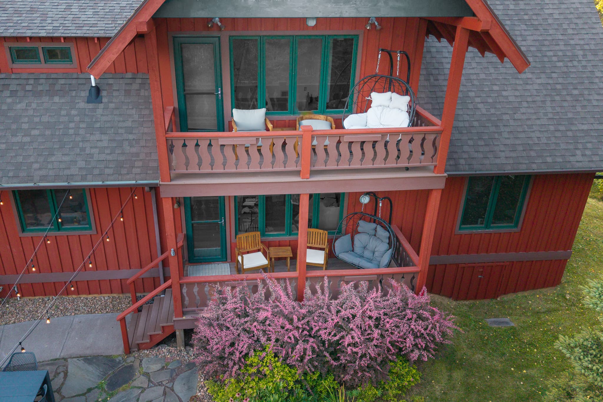 Two decks — forest and lake views