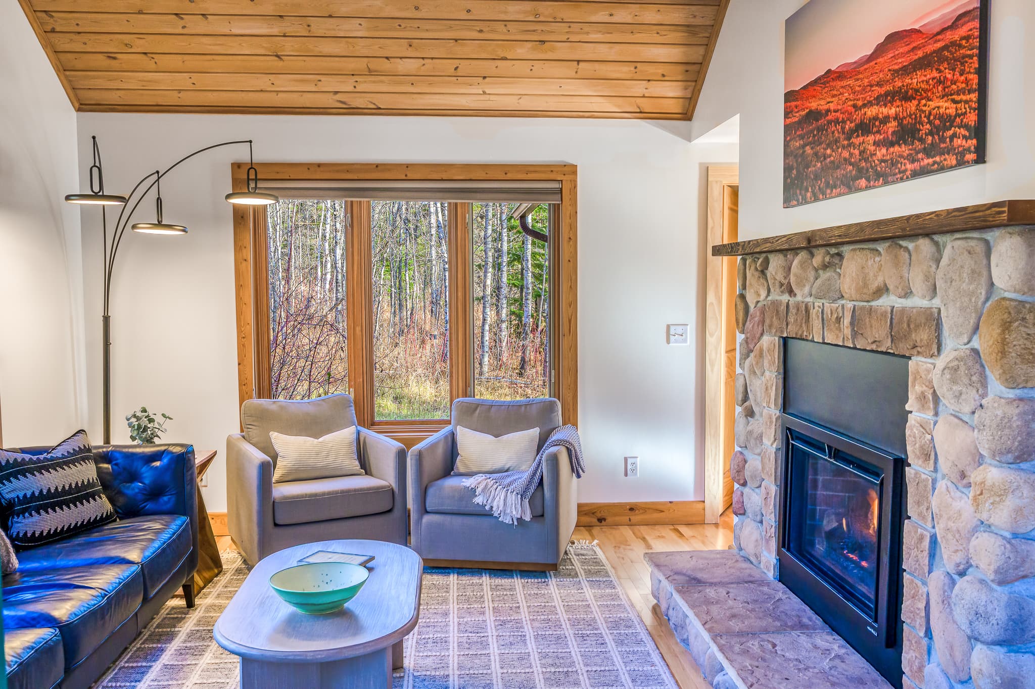 Living area — indoor gas fireplace