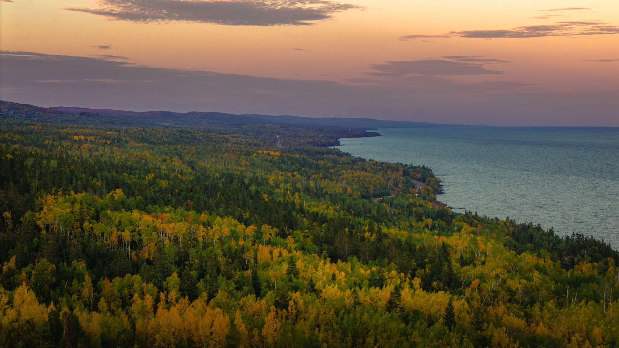 Fall colors over Lake Superior on the North Shore